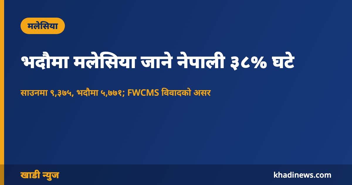 भदौमा मलेसिया जाने नेपाली ३८% घटे